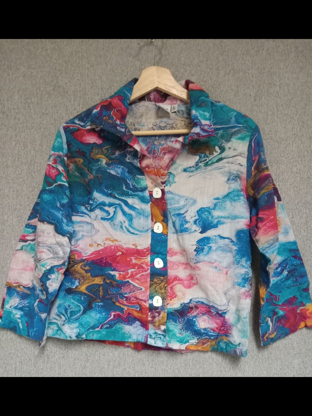 Parsley & Sage Pink Blue Abstract Print Top